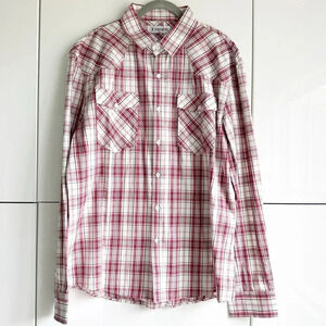 NWT Tomsware Mens Western Button Front Shirt Size 2XL Red White Long Sleeve